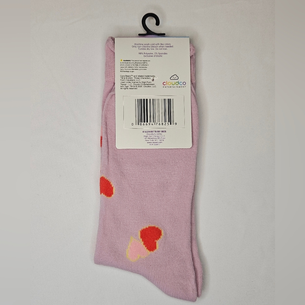 5/$20 Care Bears Love-a-lot Bear Novelty Socks NWT - Picture 4 of 6
